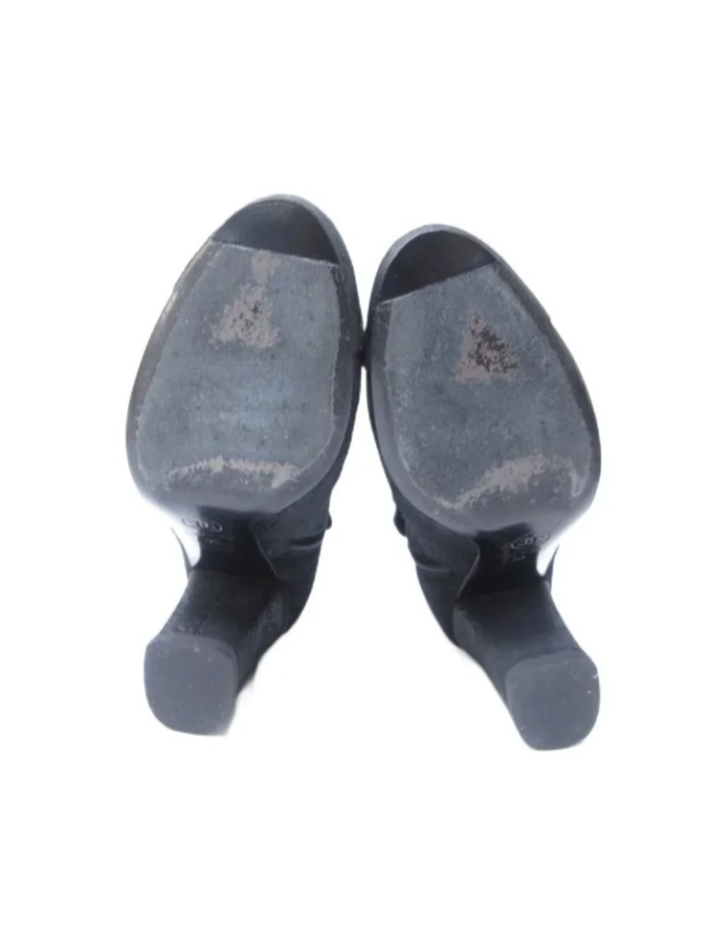 Chanel Suede Coco Mark Short Boots Heel Side Zip Black 36 - Picture 7 of 8